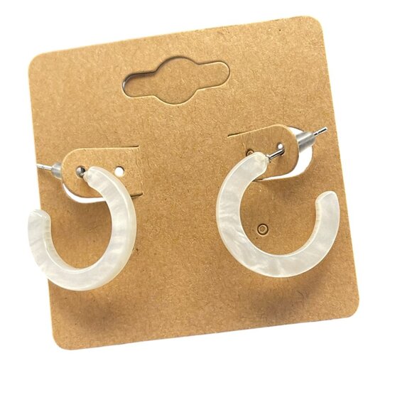 **Moon Stone Half Hoop C Shape Hanging Earrings - Picture 5 of 8